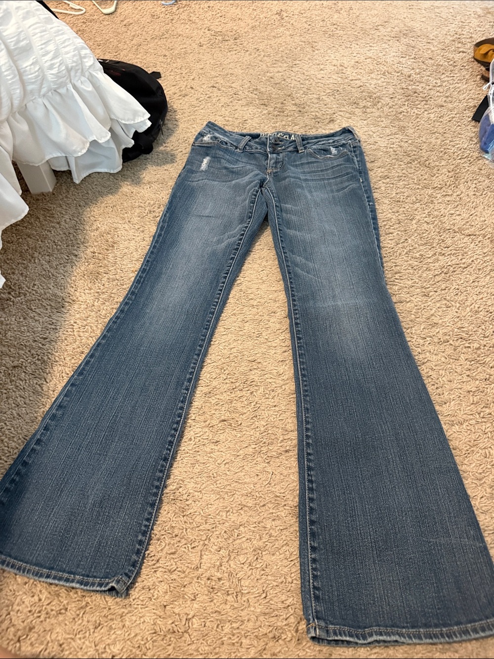 Bullhead Women's Blue Flare Wide-Leg Jeans